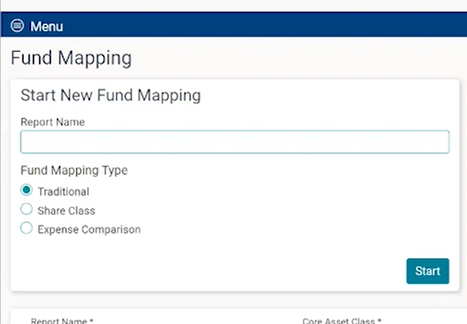 RPAG Portal - Start New Fund Mapping