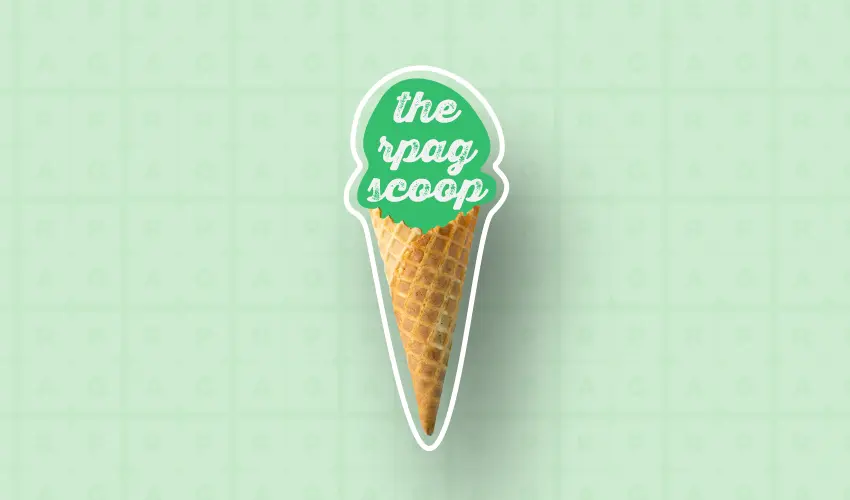 green rpag ice cream scoop with a mint green rpag patterned background