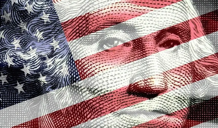 George Washington with an overlayed American flag