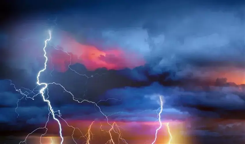 Colorful lightning storm