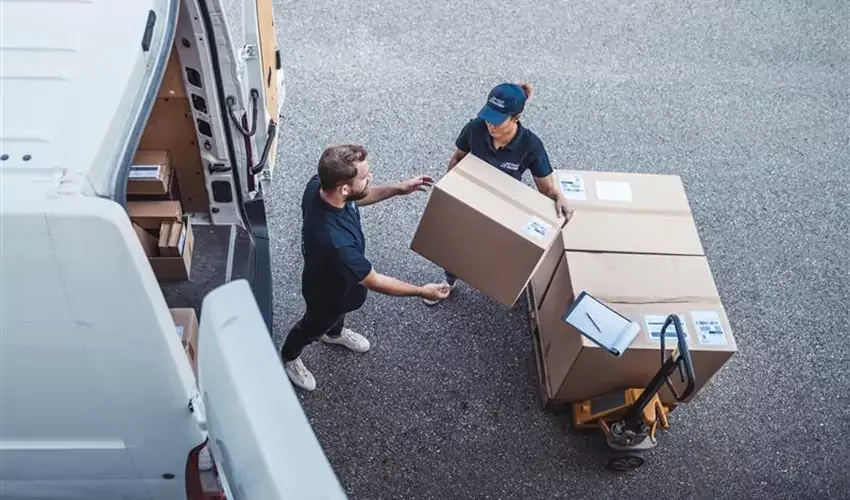 Delivery truck with packages