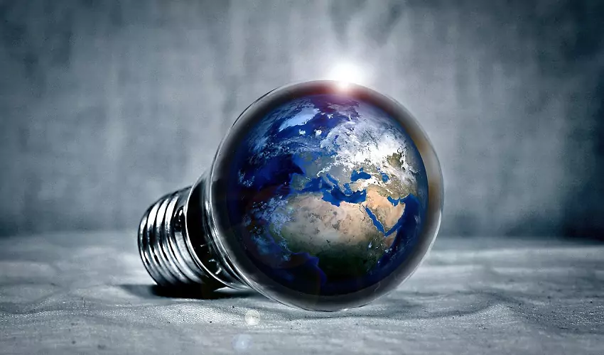 earth inside a lightbulb