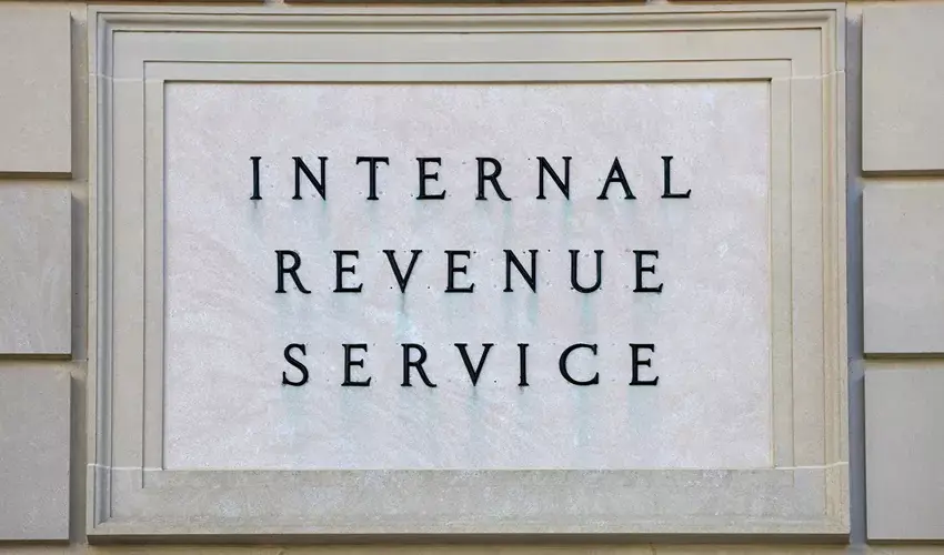 Internal Revenue Service sign on a white background