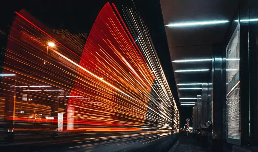 Long exposure train going by