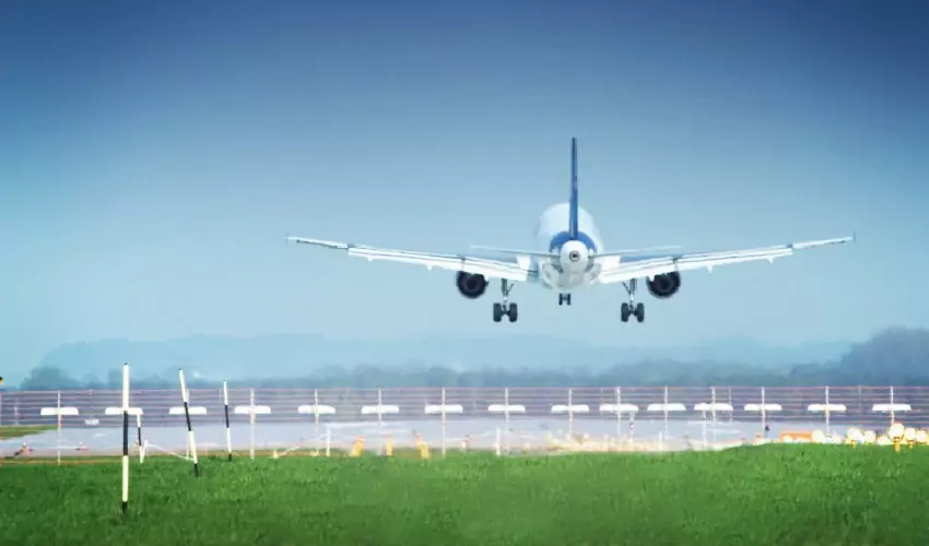 Plane taking off runway