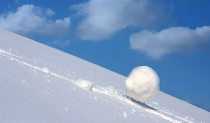 Snowball rolling down hill